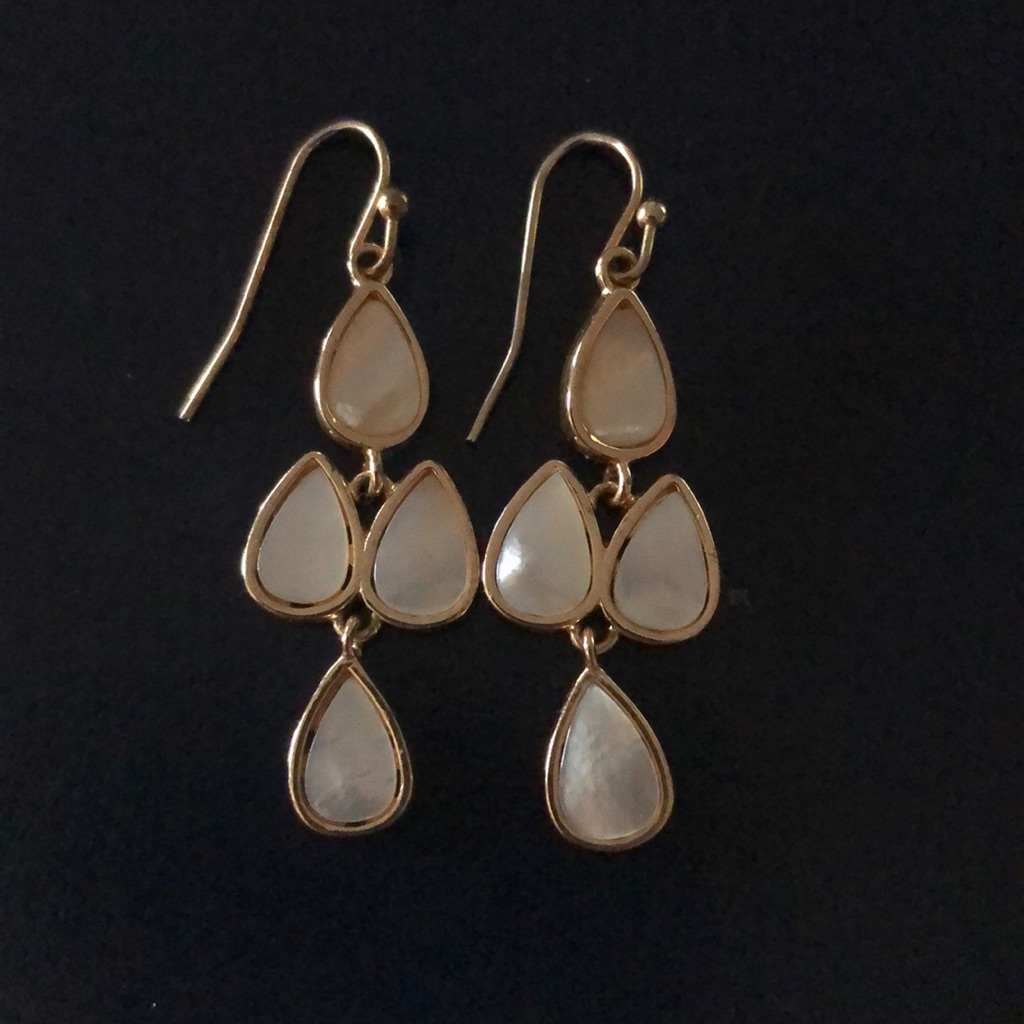 Gold Dangling Earrings With Gems